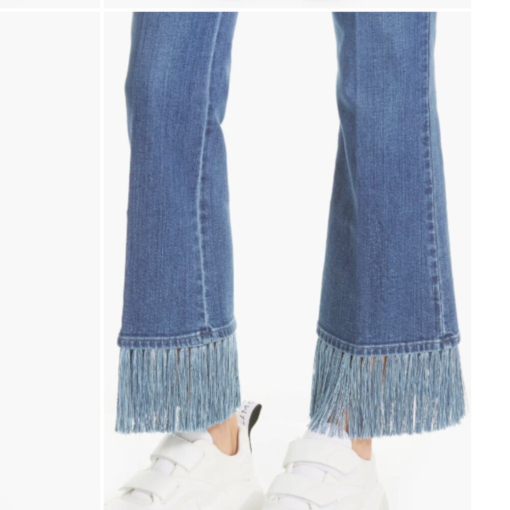 Stella McCartney Women's 29 Fringe Hem Kick Flare Jeans Stretch Mid Rise - Picture 4 of 15